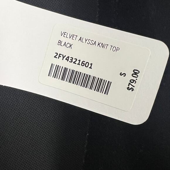 NWT‎ SOFT SURROUNDINGS Women's S Black Velvet Alyssa Knit Surplice V-Neck Top - Picture 6 of 12